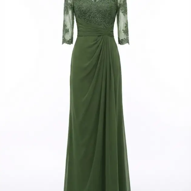 Olive Green Evening Gown